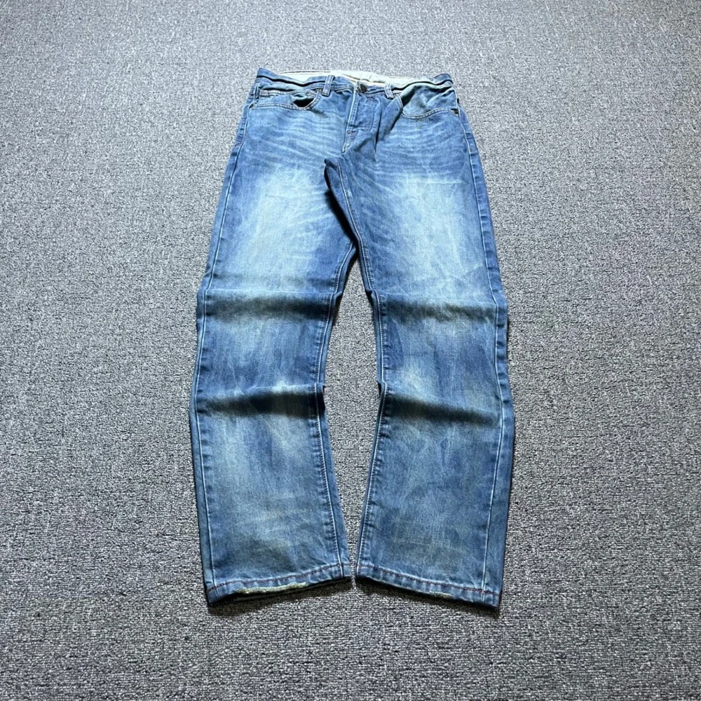 AW Selvedge Jeans 32x32 Blue Faded Straight Leg Button Fly Streetwear